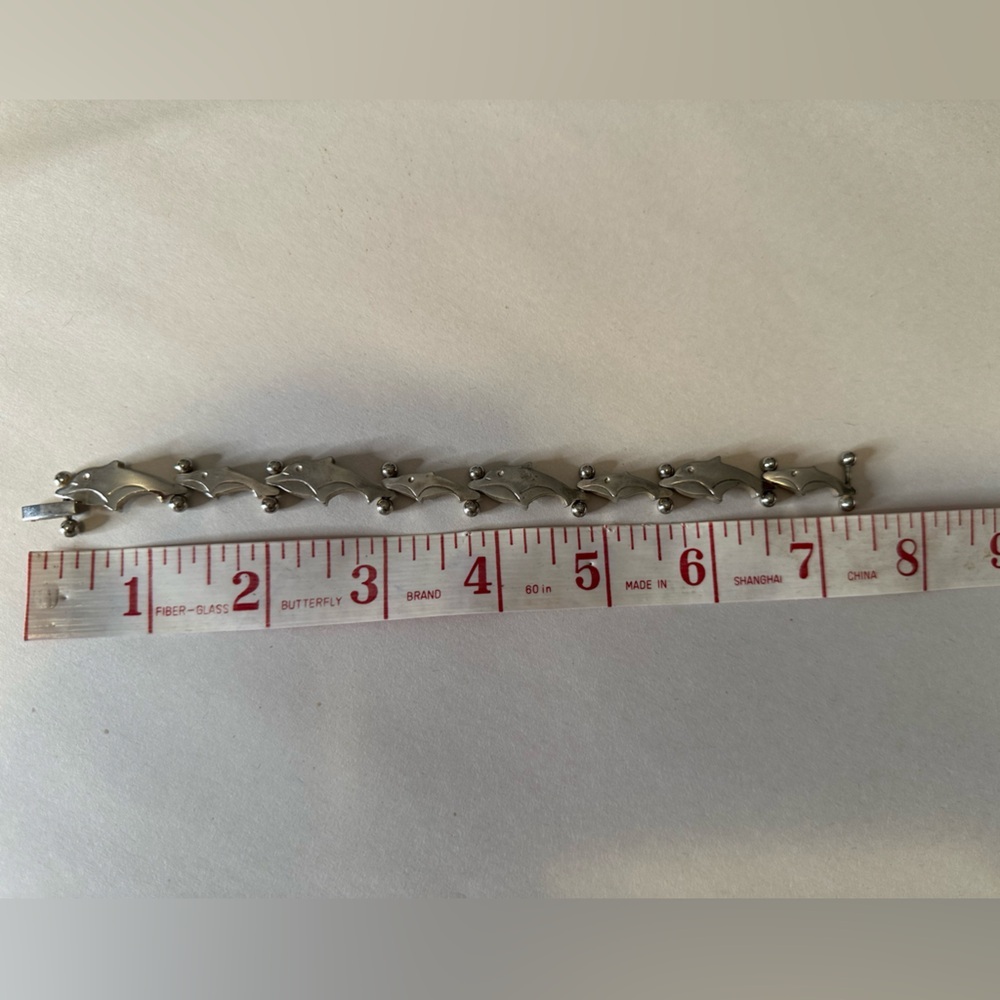Heavy Solid Sterling Silver Dolphin Bracelet! Gre… - image 4